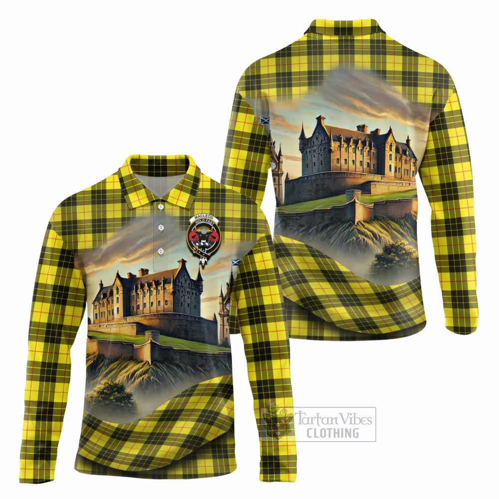Tartan Vibes Clothing MacLeod (McLeod) Tartan Family Crest Long Sleeve Polo Shirt with Scottish Ancient Castle Style