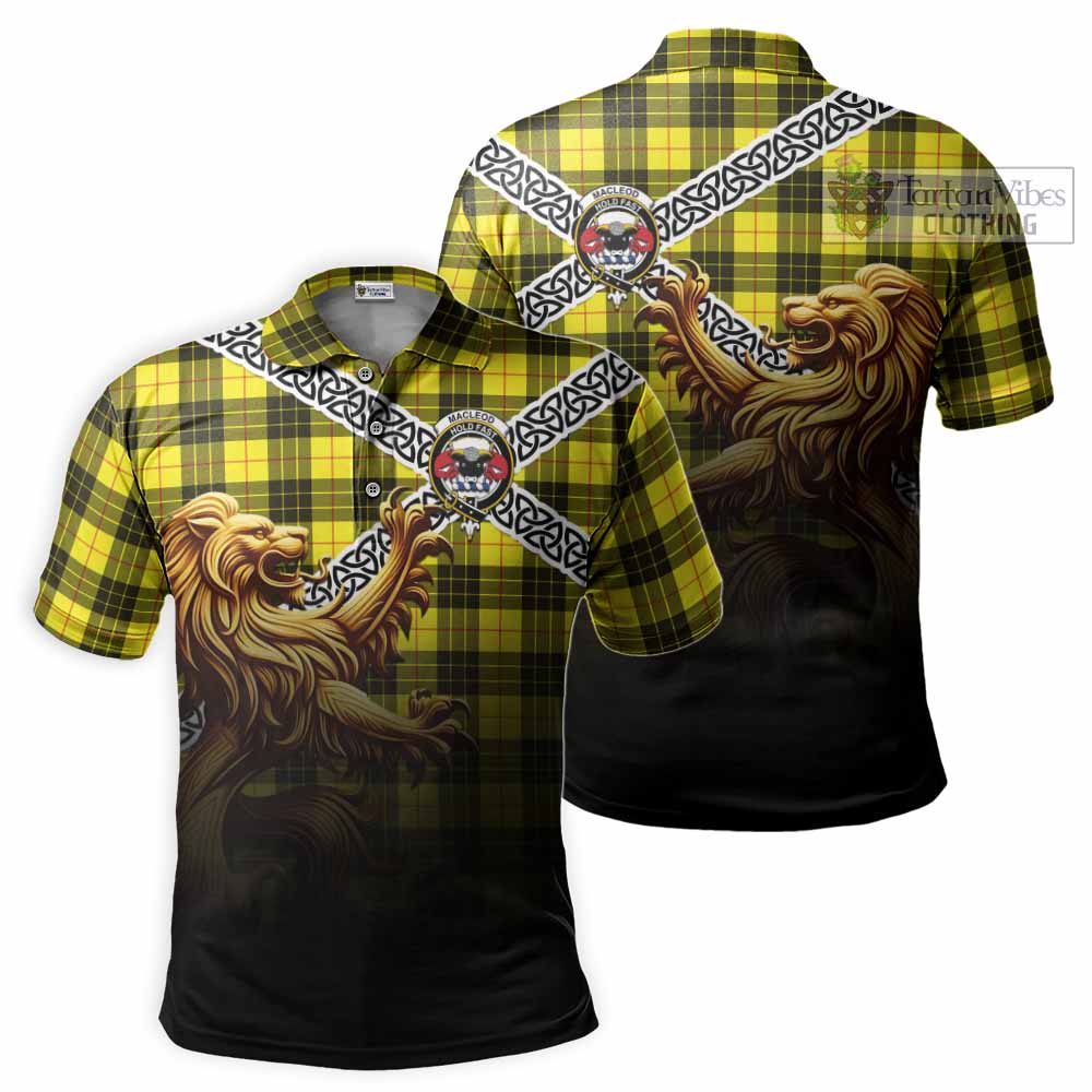 Tartan Vibes Clothing MacLeod (McLeod) Crest Tartan Polo Shirt with Golden Lion Emblem Celtic Style