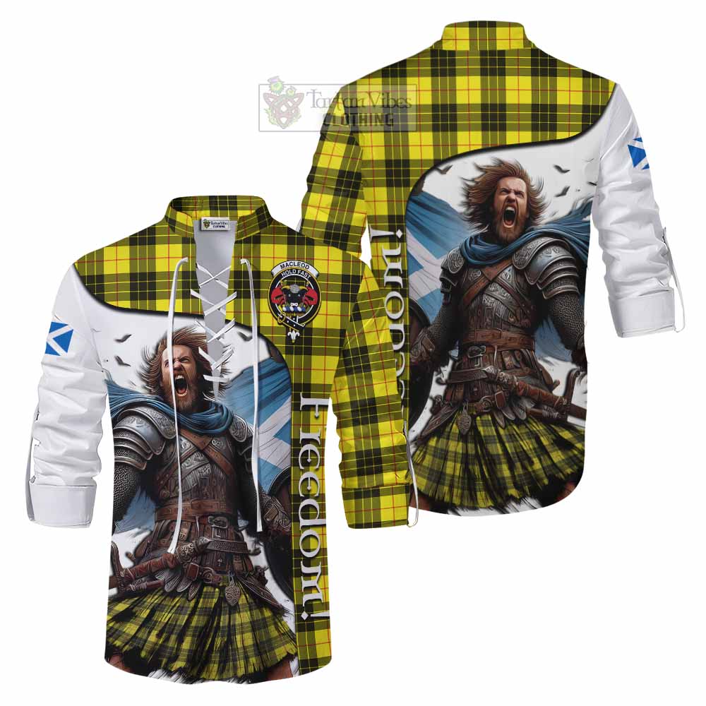 Tartan Vibes Clothing MacLeod (McLeod) Crest Tartan Ghillie Kilt Shirt Inspired by the Freedom of Scottish Warrior
