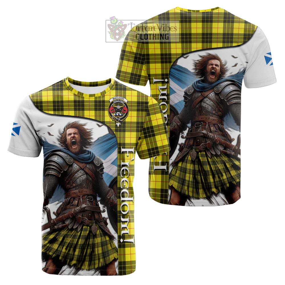 Tartan Vibes Clothing MacLeod (McLeod) Crest Tartan Cotton T-shirt Inspired by the Freedom of Scottish Warrior