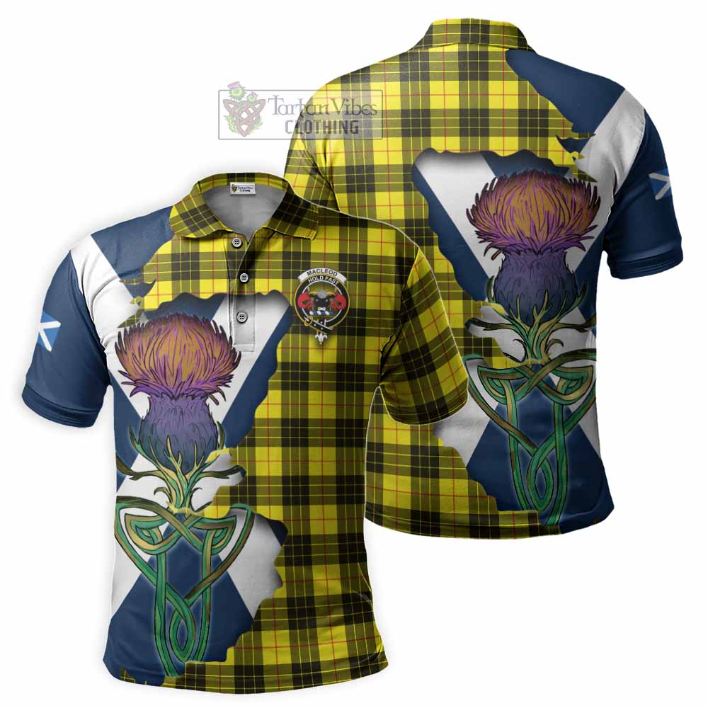 Tartan Vibes Clothing MacLeod (McLeod) Tartan Family Crest Polo Shirt Scottish Thistle Celtic Inspired