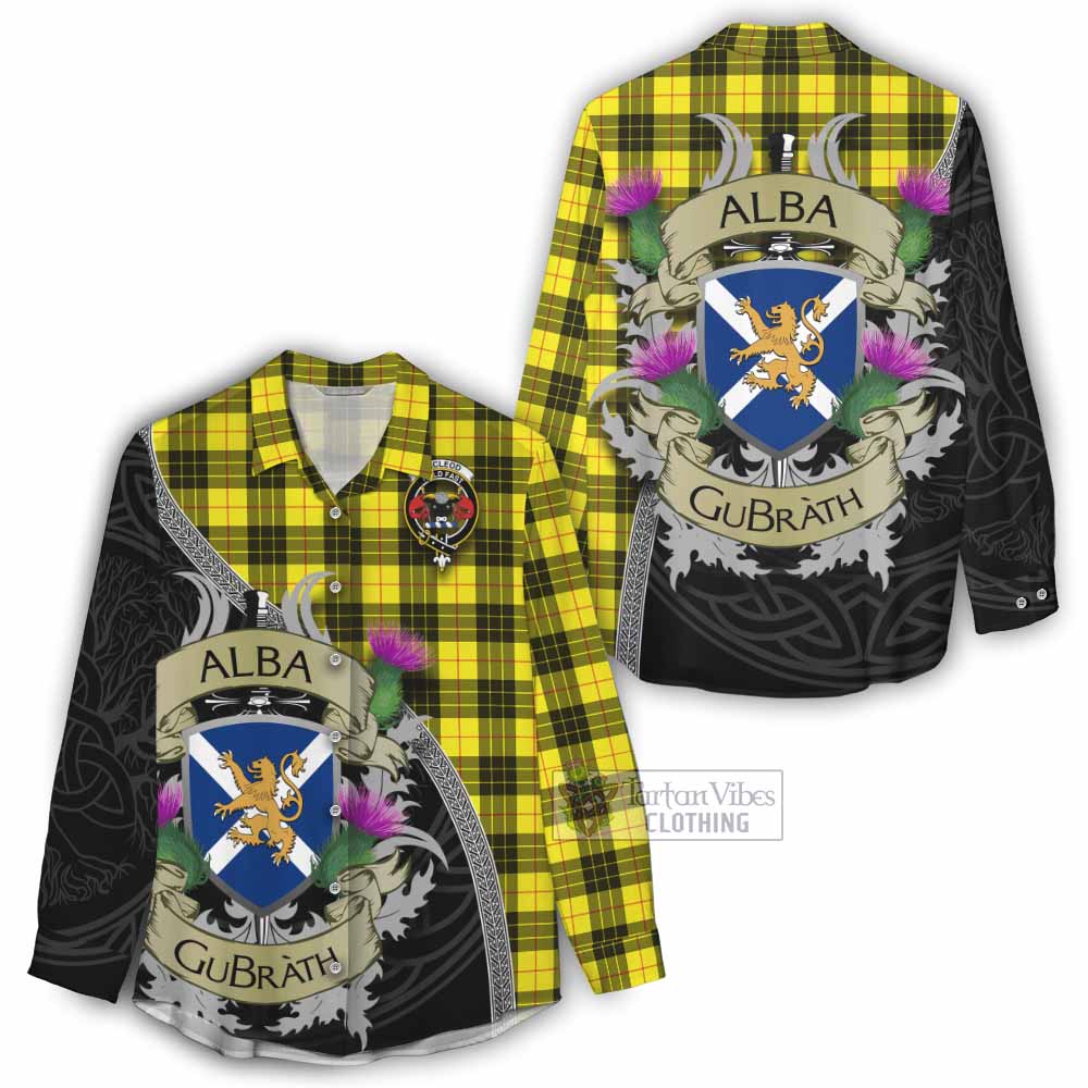 Tartan Vibes Clothing MacLeod (McLeod) Tartan Family Crest Women's Casual Shirt Lion Rampant Royal Thistle Shield Celtic Inspired