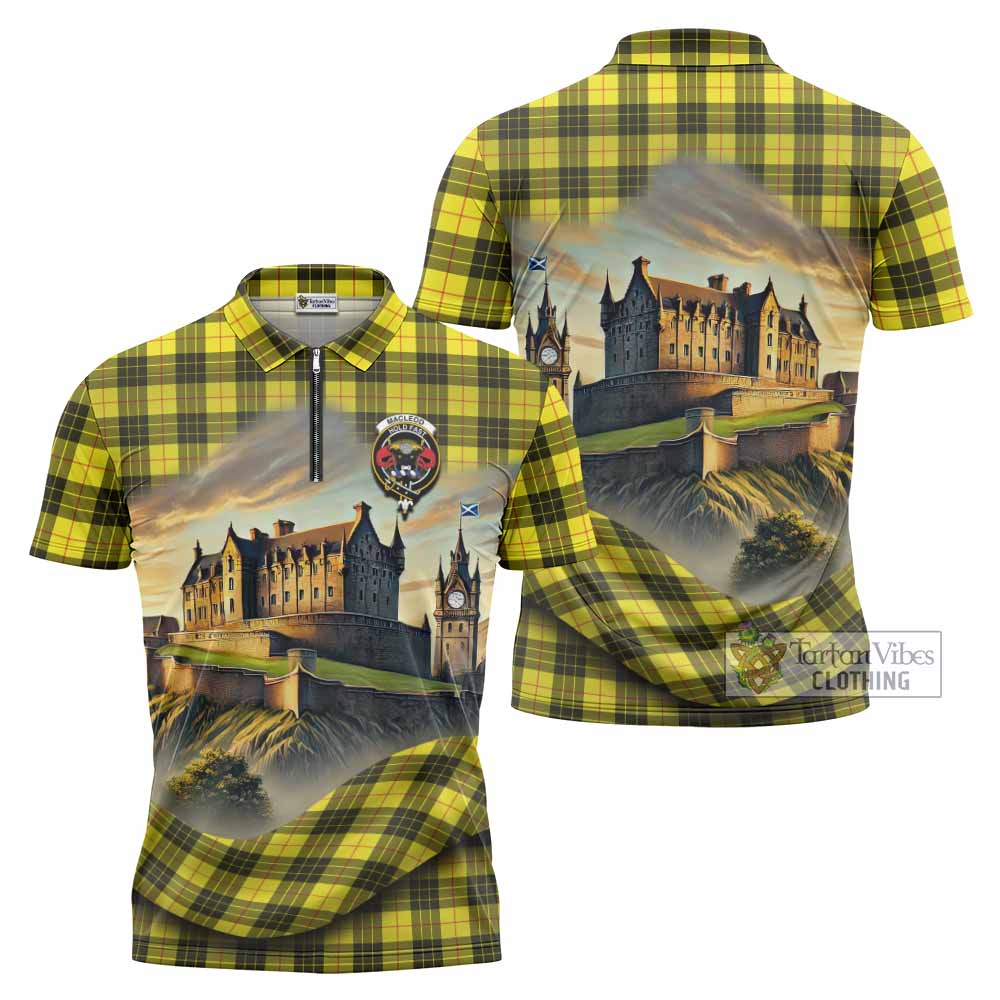 Tartan Vibes Clothing MacLeod (McLeod) Tartan Family Crest Zipper Polo Shirt with Scottish Ancient Castle Stype