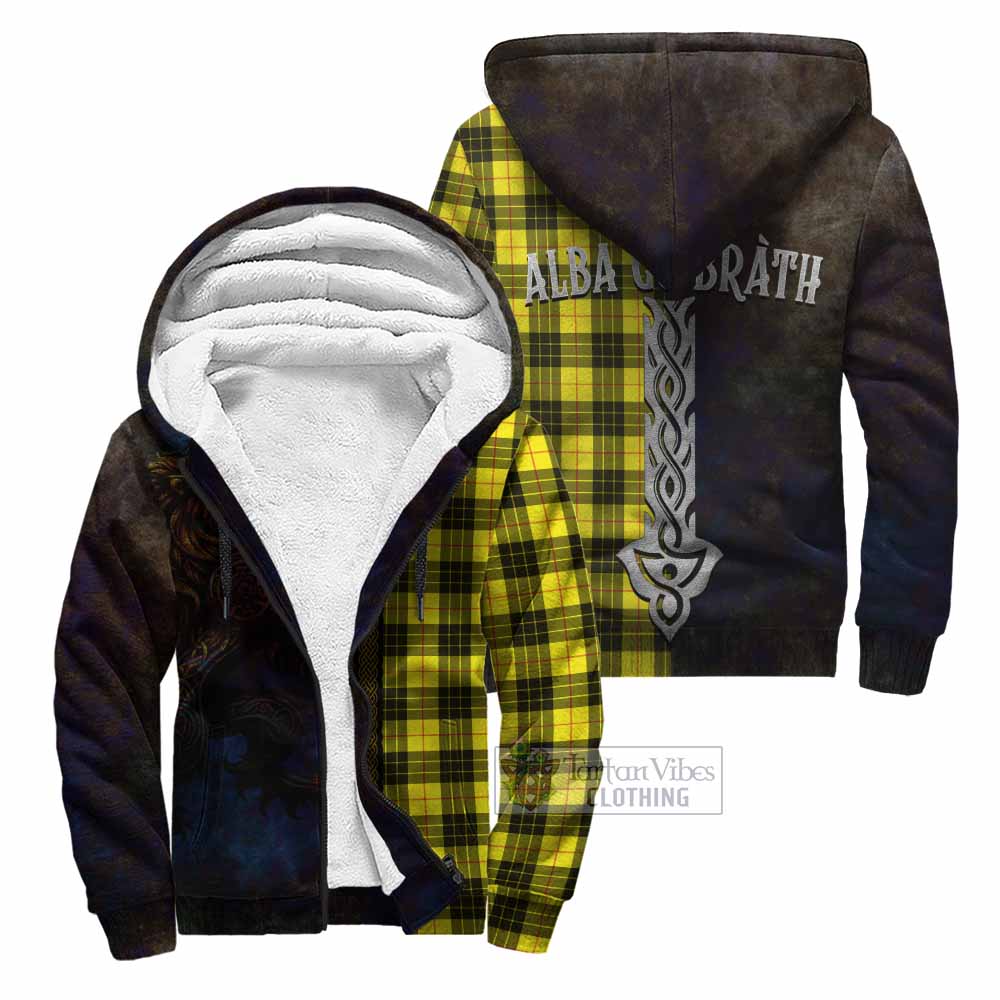 Tartan Vibes Clothing MacLeod (McLeod) Tartan Family Crest Sherpa Hoodie Alba Gu Brath Be Brave Lion Ancient Style