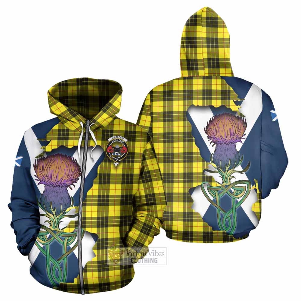 Tartan Vibes Clothing MacLeod (McLeod) Tartan Family Crest Hoodie Scottish Thistle Celtic Inspired
