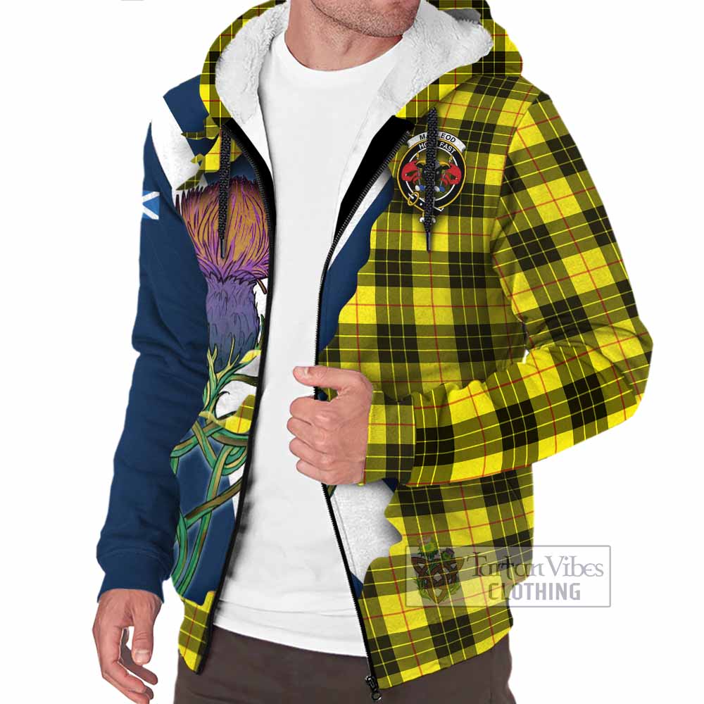 Tartan Vibes Clothing MacLeod (McLeod) Tartan Family Crest Sherpa Hoodie Scottish Thistle Celtic Inspired