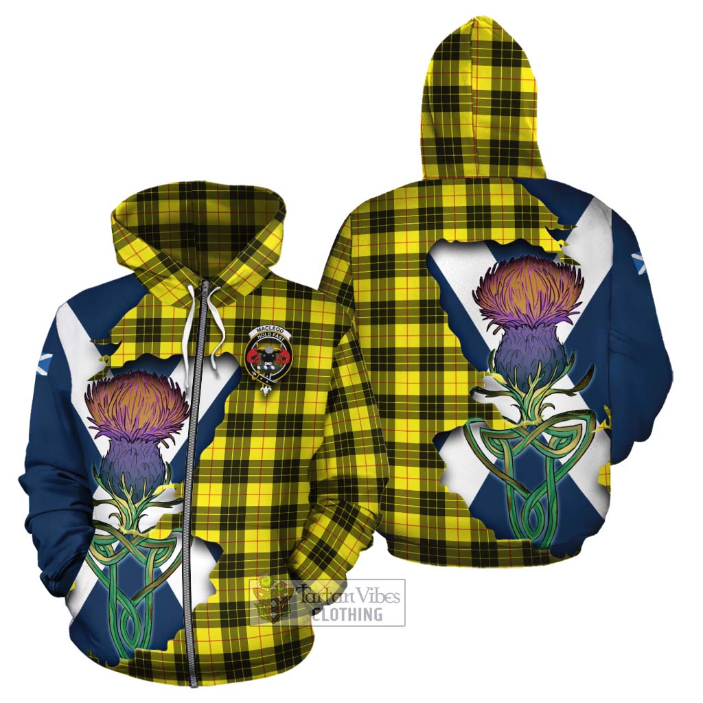 Tartan Vibes Clothing MacLeod (McLeod) Tartan Family Crest Cotton Hoodie Scottish Thistle Celtic Inspired