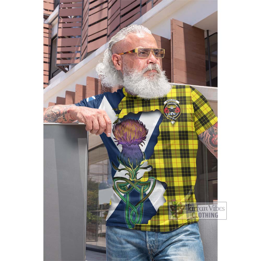 Tartan Vibes Clothing MacLeod (McLeod) Tartan Family Crest Cotton T-shirt Scottish Thistle Celtic Inspired
