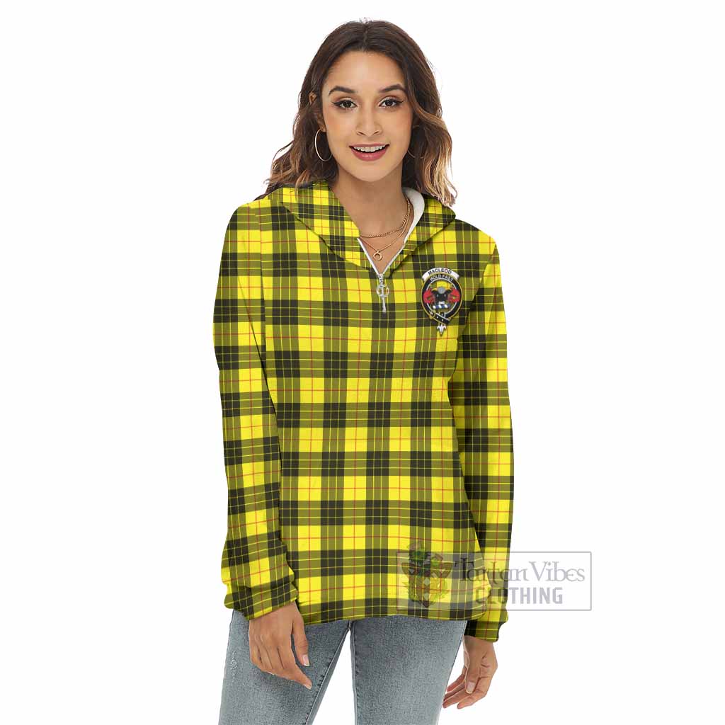 Tartan Vibes Clothing MacLeod (McLeod) Tartan Crest Women's Borg  Half Zip Fleece Hoodie