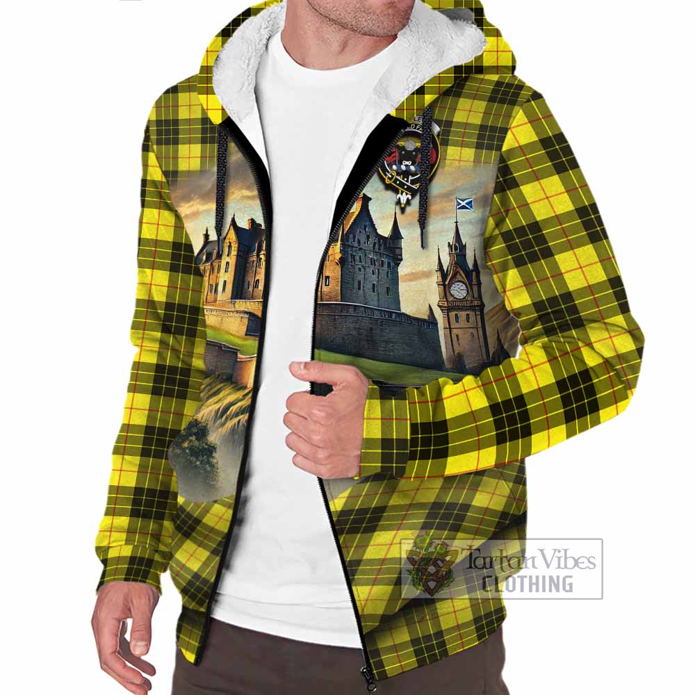 Tartan Vibes Clothing MacLeod (McLeod) Tartan Family Crest Sherpa Hoodie with Scottish Ancient Castle Style