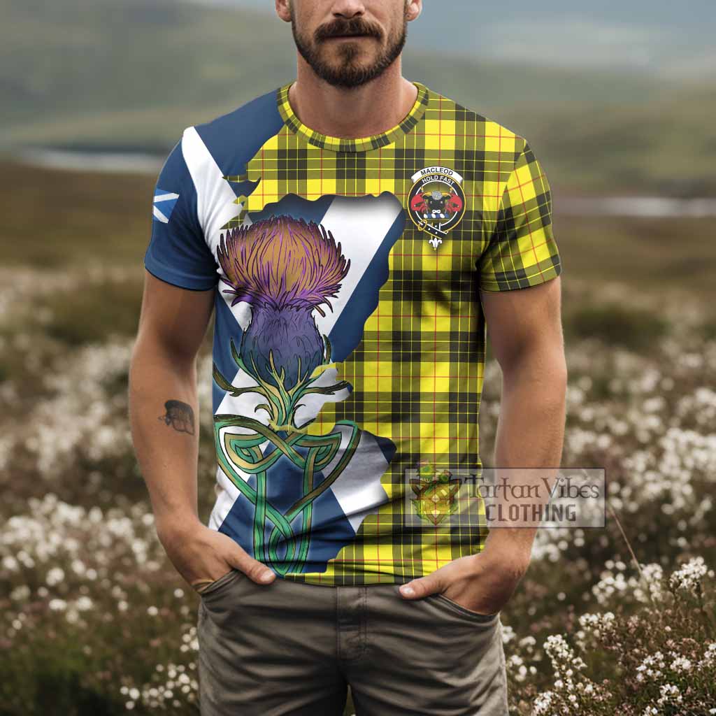 Tartan Vibes Clothing MacLeod (McLeod) Tartan Family Crest T-Shirt Scottish Thistle Celtic Inspired