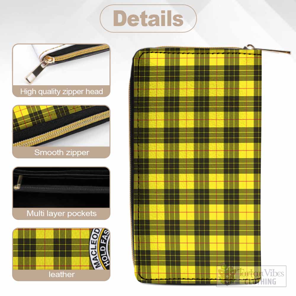 Tartan Vibes Clothing MacLeod (McLeod) Tartan Women's Leather Wallet with Family Crest