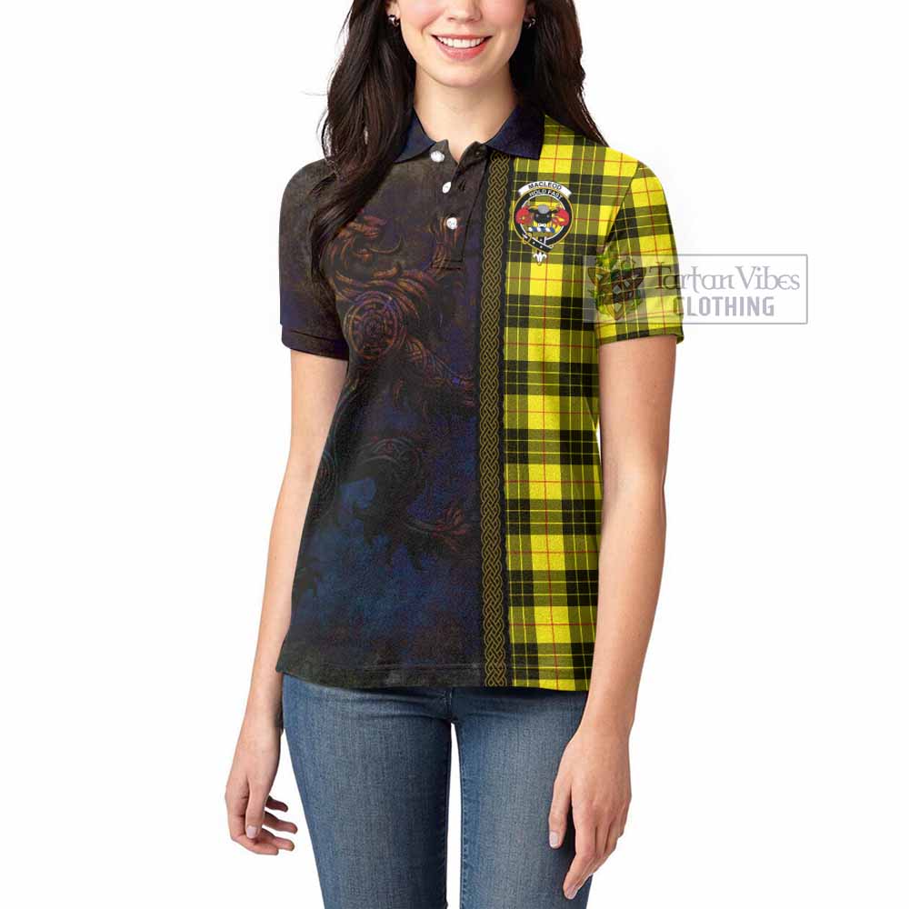 Tartan Vibes Clothing MacLeod (McLeod) Tartan Family Crest Women's Polo Shirt Alba Gu Brath Be Brave Lion Ancient Style
