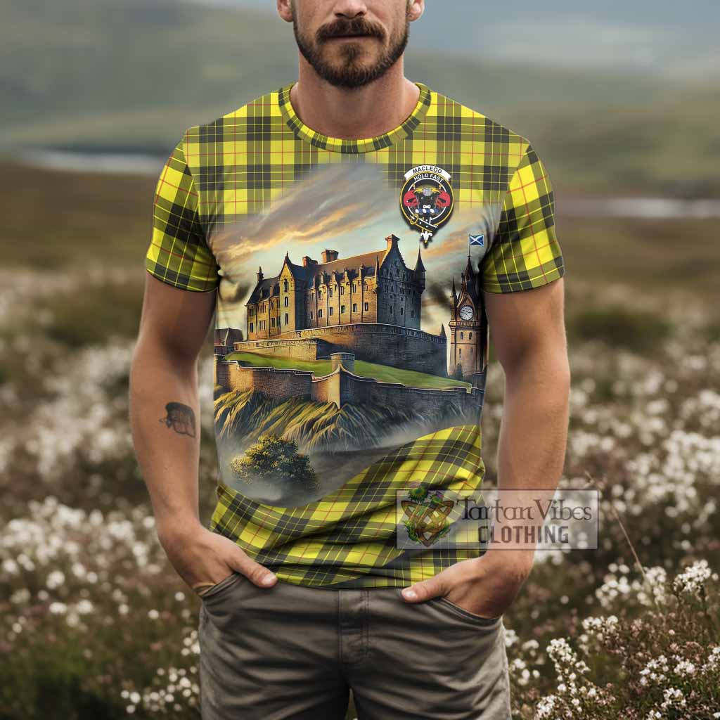 Tartan Vibes Clothing MacLeod (McLeod) Tartan Family Crest T-Shirt with Scottish Ancient Castle Stype