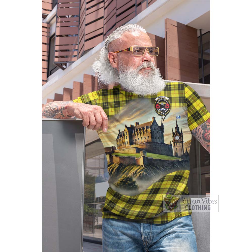 Tartan Vibes Clothing MacLeod (McLeod) Tartan Family Crest Cotton T-shirt with Scottish Ancient Castle Style