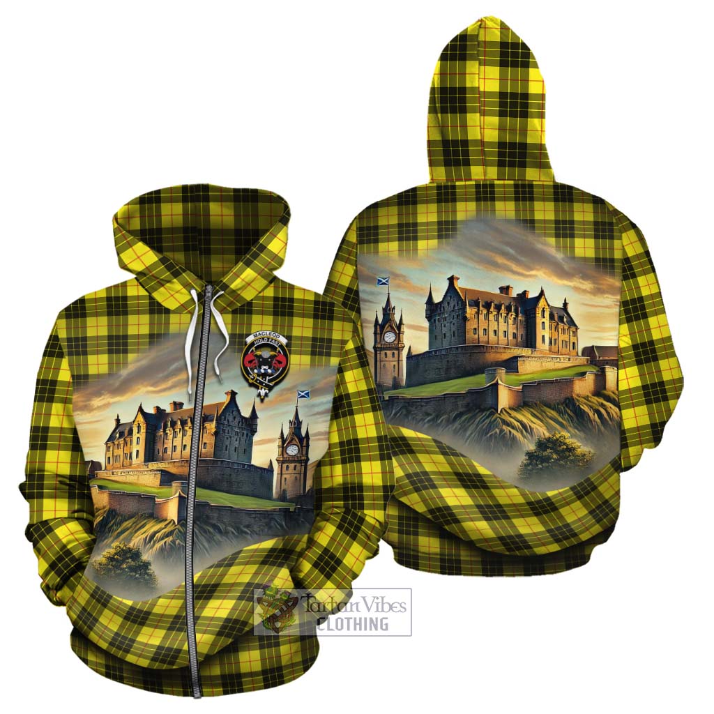 Tartan Vibes Clothing MacLeod (McLeod) Tartan Family Crest Cotton Hoodie with Scottish Ancient Castle Style