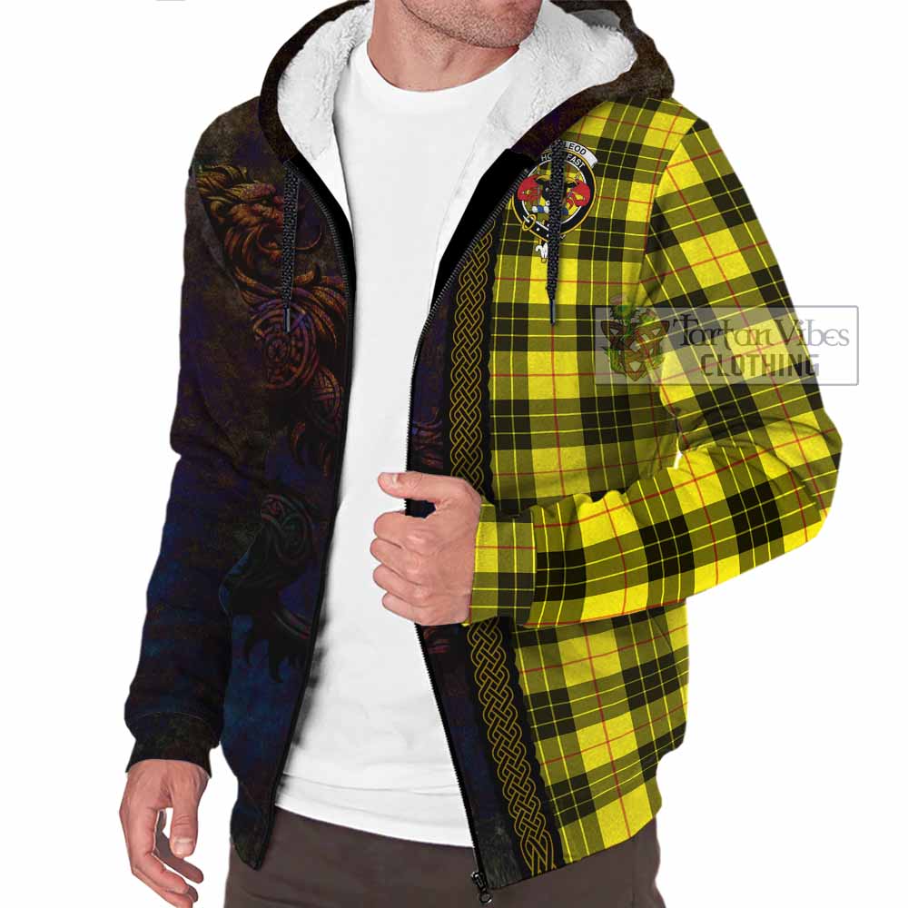 Tartan Vibes Clothing MacLeod (McLeod) Tartan Family Crest Sherpa Hoodie Alba Gu Brath Be Brave Lion Ancient Style