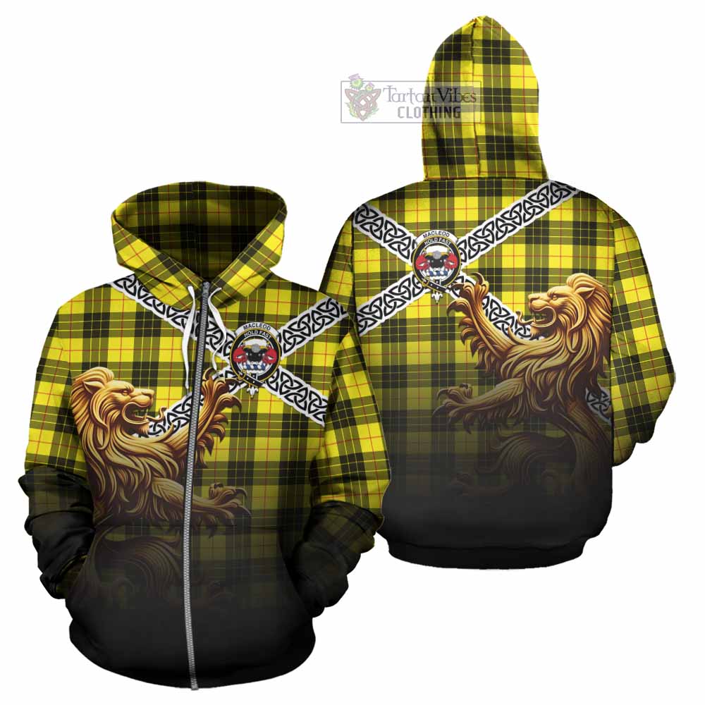 Tartan Vibes Clothing MacLeod (McLeod) Crest Tartan Hoodie with Golden Lion Emblem Celtic Style