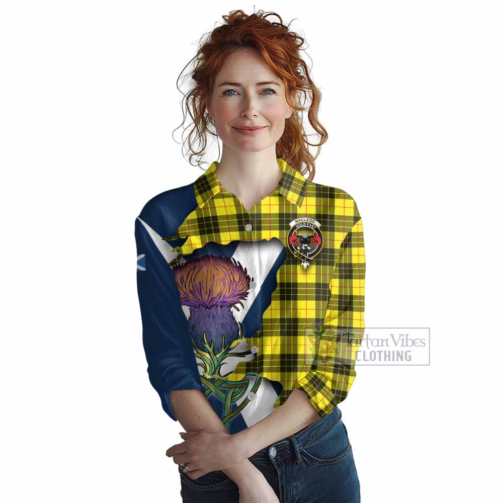 Tartan Vibes Clothing MacLeod (McLeod) Tartan Family Crest Women's Casual Shirt Scottish Thistle Celtic Inspired