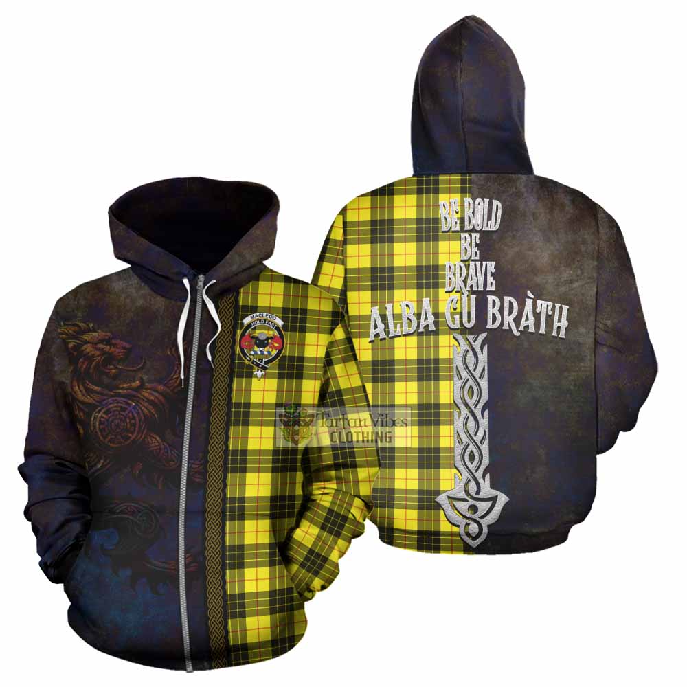 Tartan Vibes Clothing MacLeod (McLeod) Tartan Family Crest Hoodie Alba Gu Brath Be Brave Lion Ancient Style