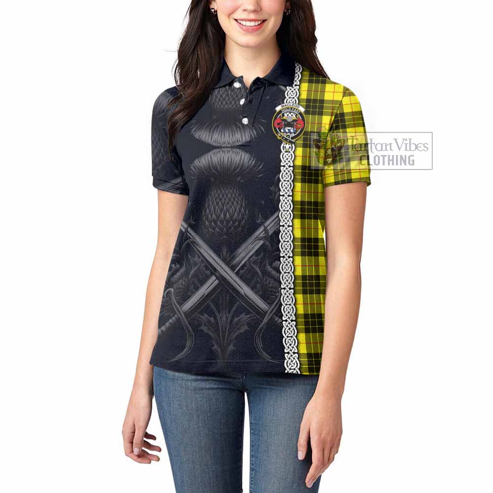 Tartan Vibes Clothing MacLeod (McLeod) Tartan Women's Polo Shirt with Family Crest Cross Sword Thistle Celtic Vibes