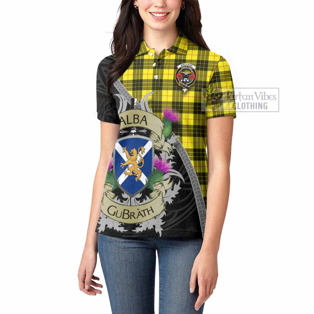 Tartan Vibes Clothing MacLeod (McLeod) Tartan Family Crest Women's Polo Shirt Lion Rampant Royal Thistle Shield Celtic Inspired