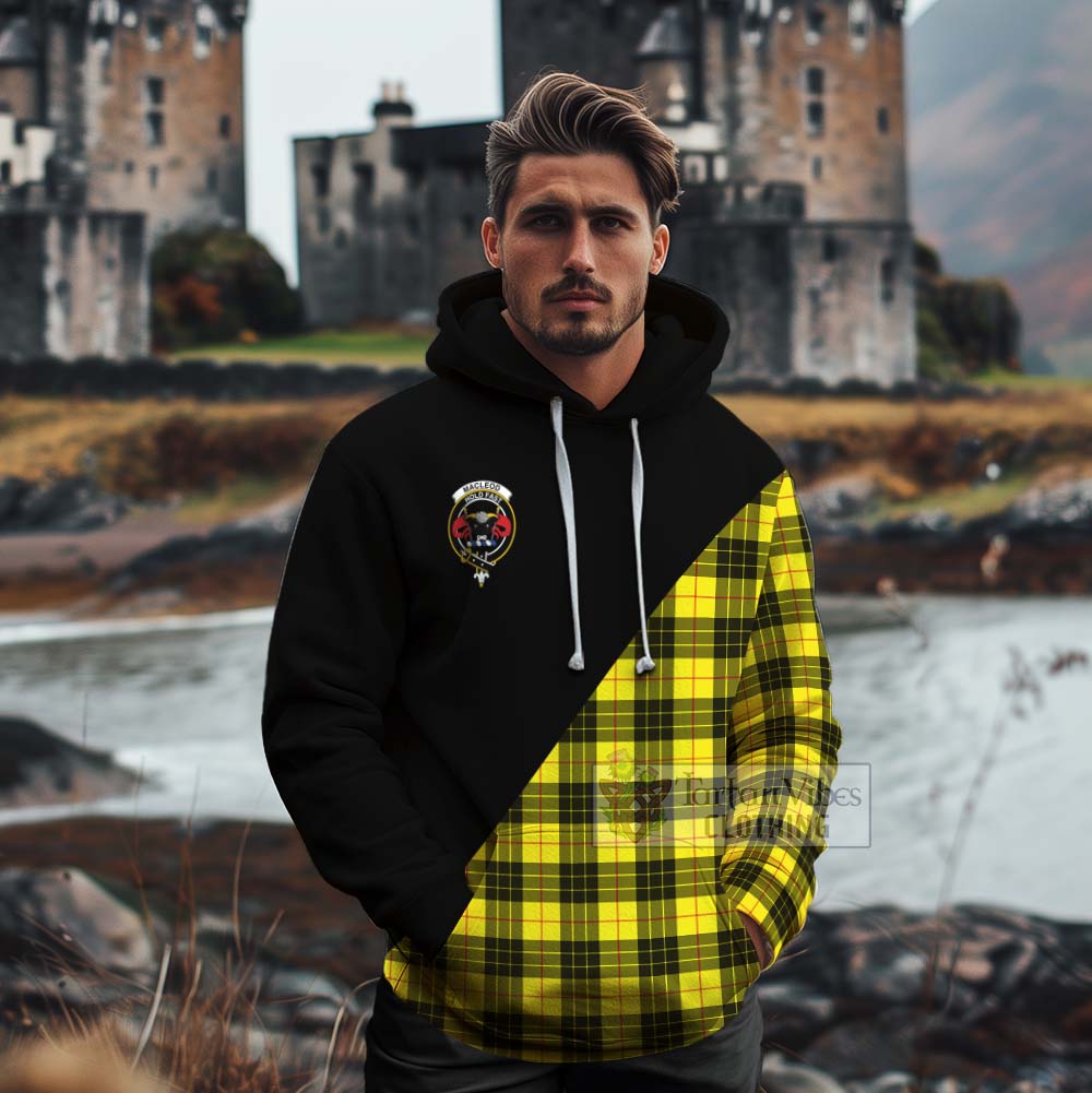 Tartan Vibes Clothing MacLeod (McLeod) Tartan Cotton Hoodie with Family Crest and Military Logo Style