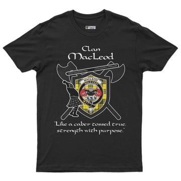 MacLeod (McLeod) Clan Crest Highland Game T Shirt Strength With Purpose Style - Tartan Vibes Clothing