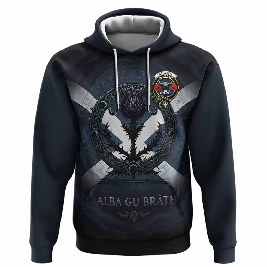 MacLeod (McLeod) Clan Crest Hoodie with Celtic Knot Thistle and Saltire