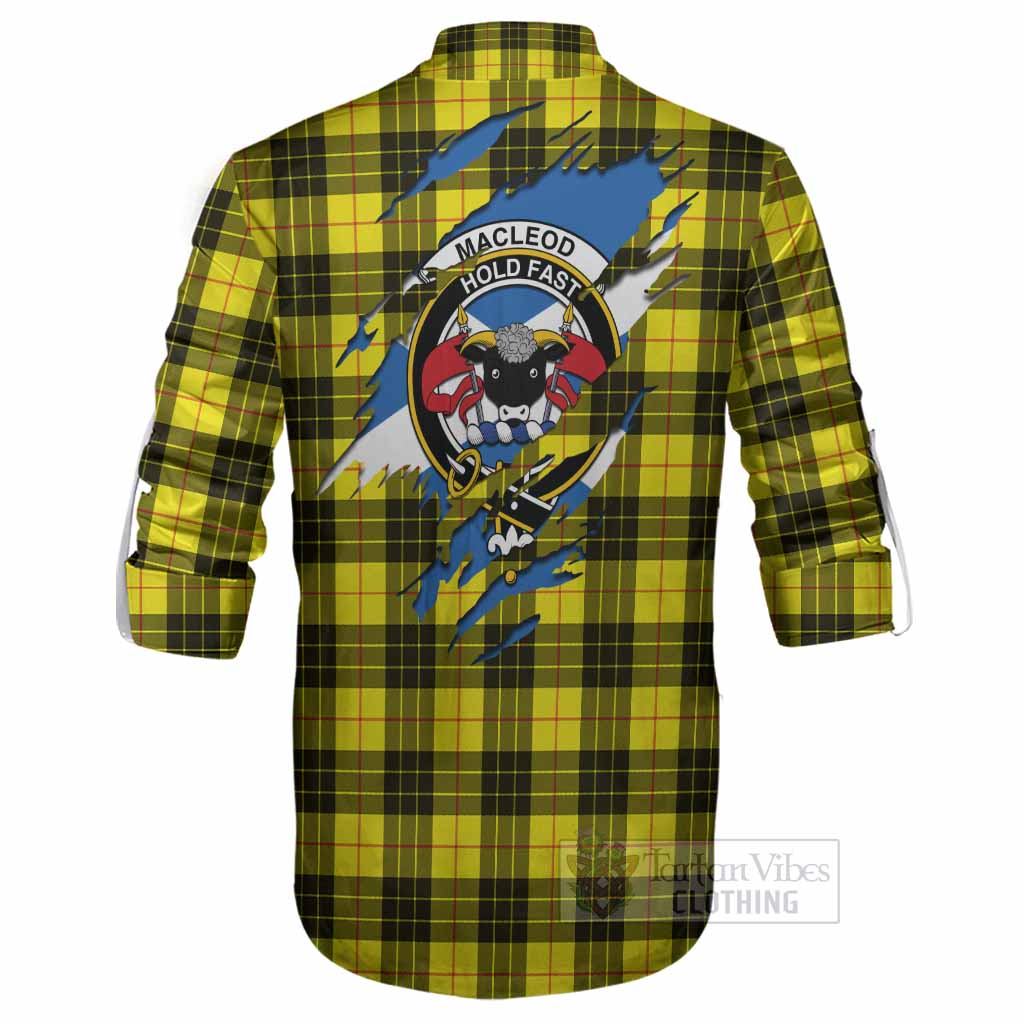 MacLeod (McLeod) Clan Crest In Me Tartan Ghillie Shirt Scotland Flag Style