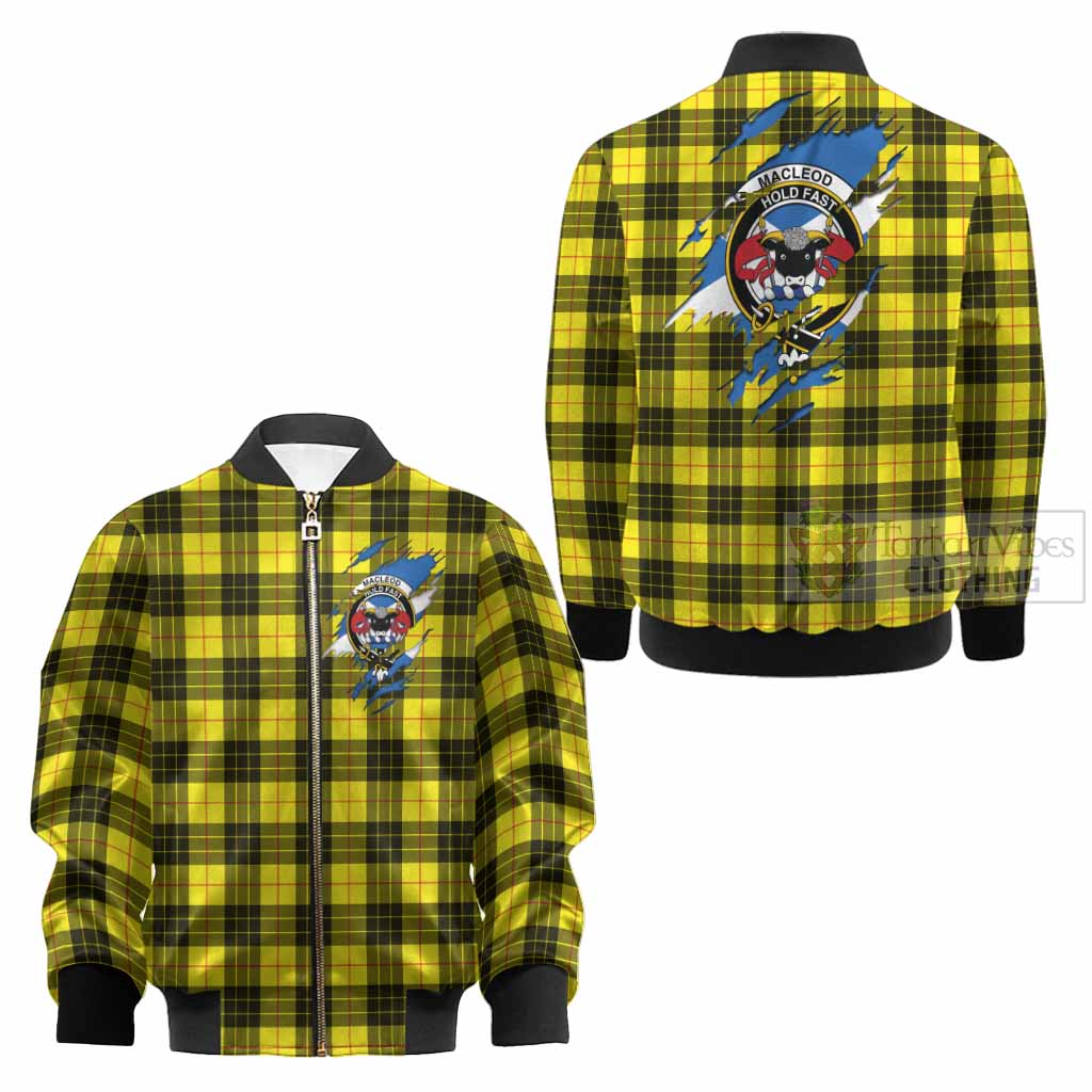 MacLeod (McLeod) Clan Crest In Me Tartan Kid Bomber Jacket Scotland Flag Style