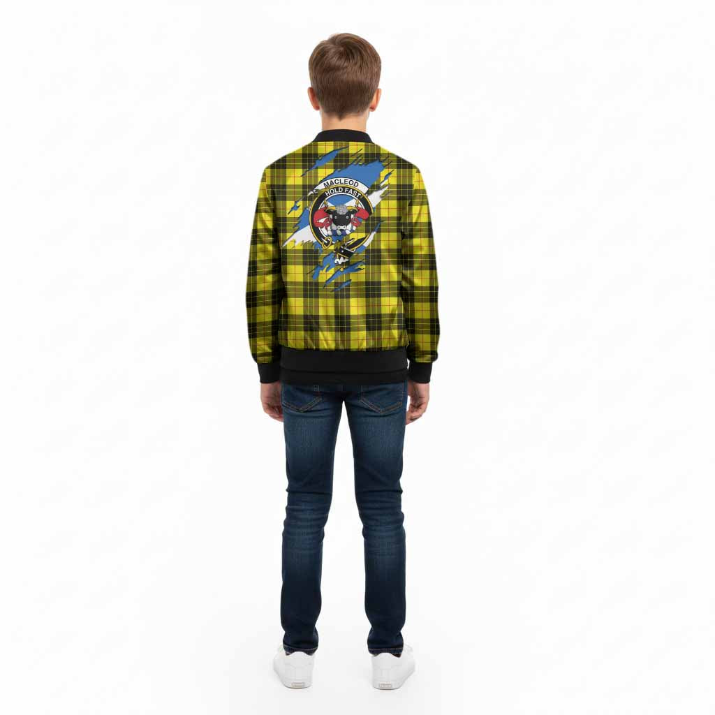 MacLeod (McLeod) Clan Crest In Me Tartan Kid Bomber Jacket Scotland Flag Style