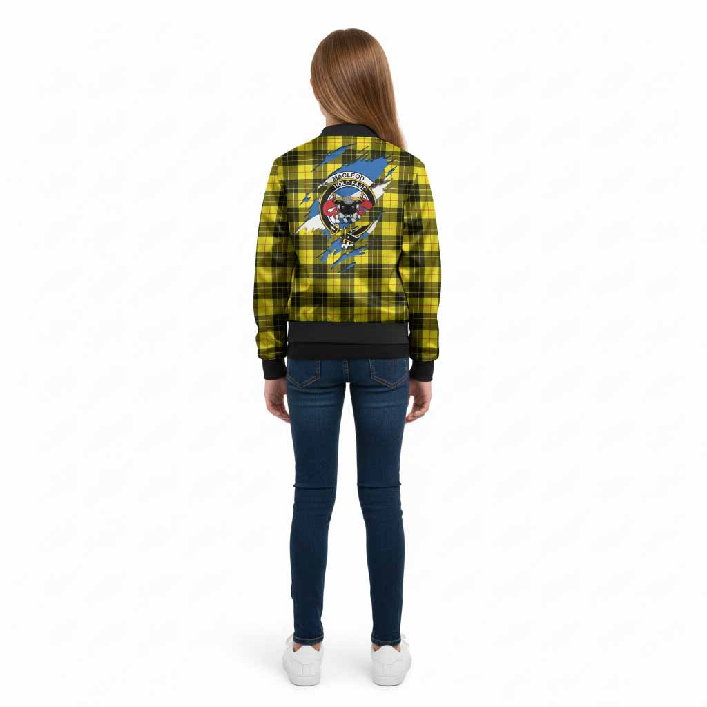 MacLeod (McLeod) Clan Crest In Me Tartan Kid Bomber Jacket Scotland Flag Style