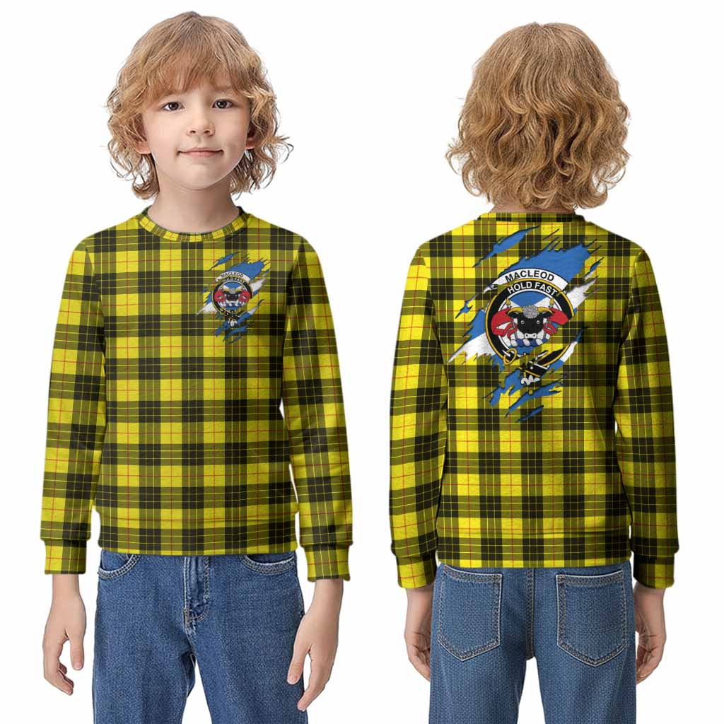 MacLeod (McLeod) Clan Crest In Me Tartan Kid Knitted Sweatshirt Scotland Flag Style