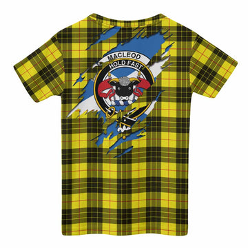MacLeod (McLeod) Clan Crest In Me Tartan Kid T-shirt Scotland Flag Style