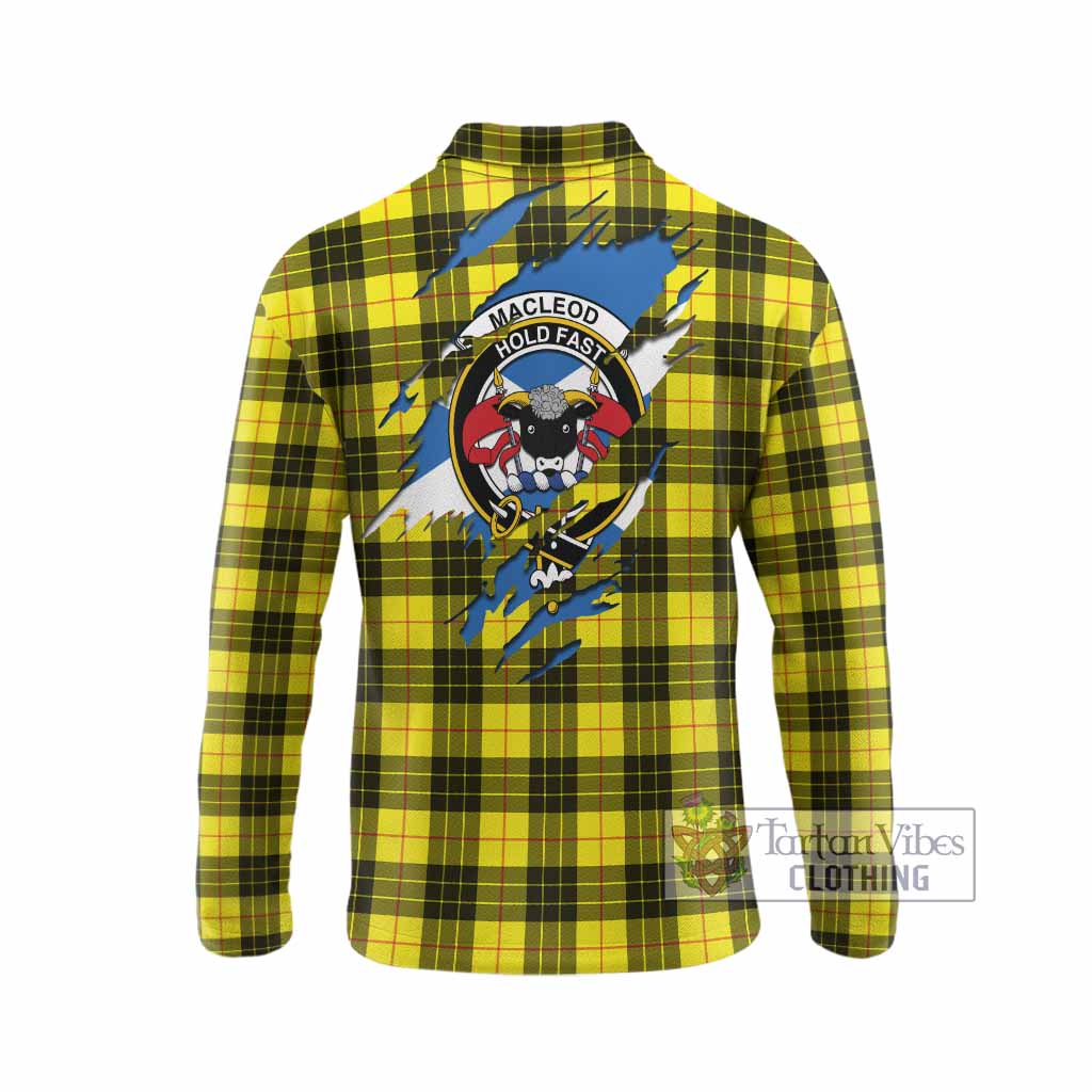 MacLeod (McLeod) Clan Crest In Me Tartan Long Sleeve Polo Shirt Scotland Flag Style