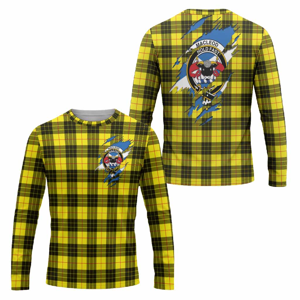 MacLeod (McLeod) Clan Crest In Me Tartan Long Sleeve T-Shirt Scotland Flag Style