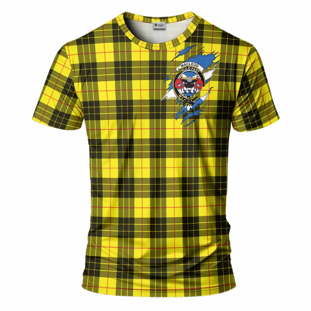 MacLeod (McLeod) Clan Crest In Me Tartan T-Shirt Scotland Flag Style