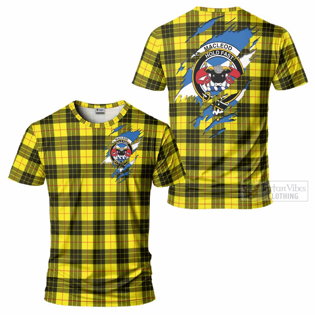 MacLeod (McLeod) Clan Crest In Me Tartan T-Shirt Scotland Flag Style