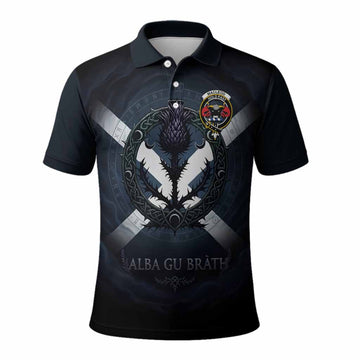 MacLeod (McLeod) Clan Crest Polo Shirt with Celtic Knot Thistle and Saltire