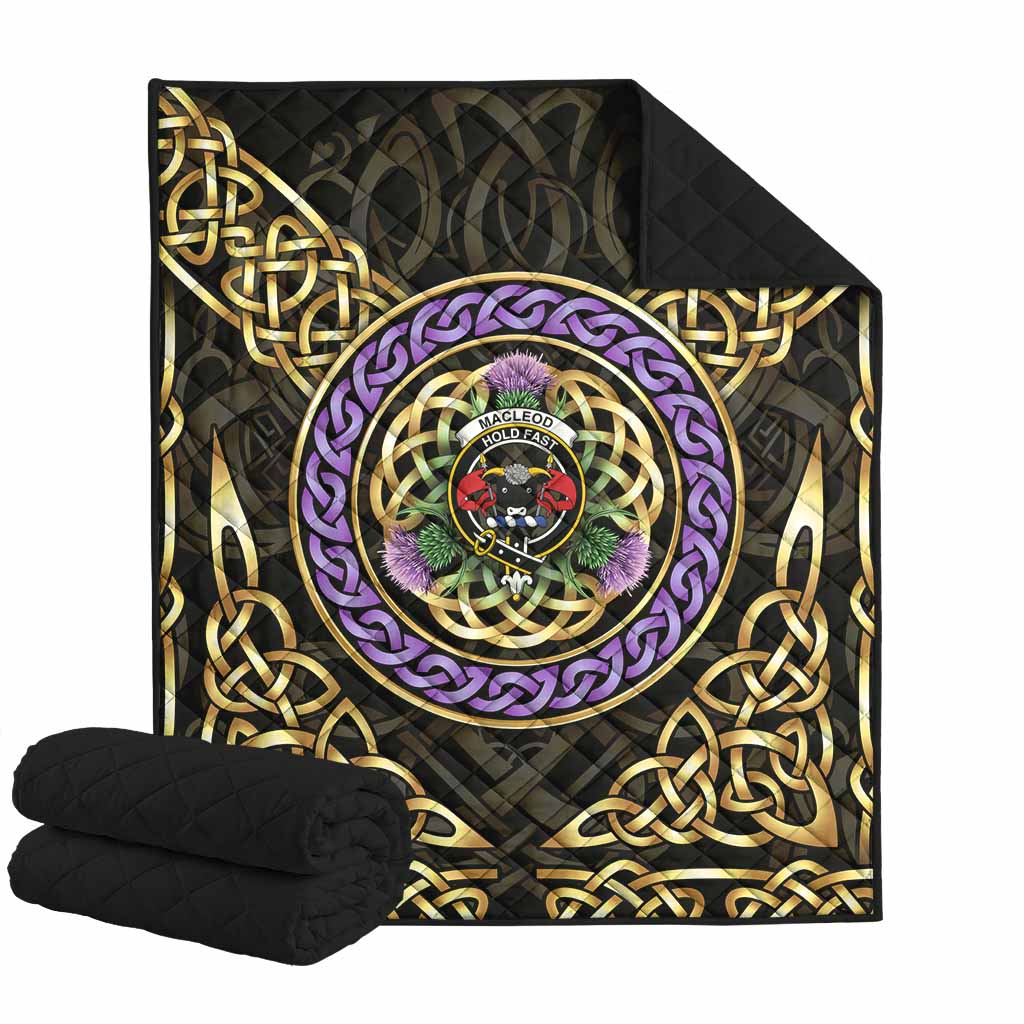 MacLeod (McLeod) Clan Crest Premium Quilt Celtic Scottish Thistle Super King Quilt 91" x 110" - Tartan Vibes Clothing