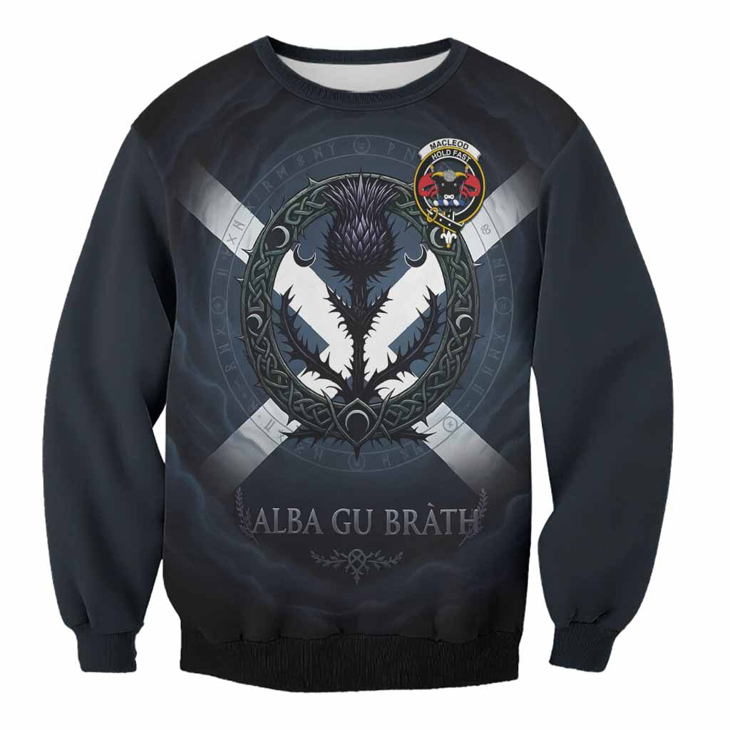 MacLeod (McLeod) Clan Crest Sweatshirt with Celtic Knot Thistle and Saltire