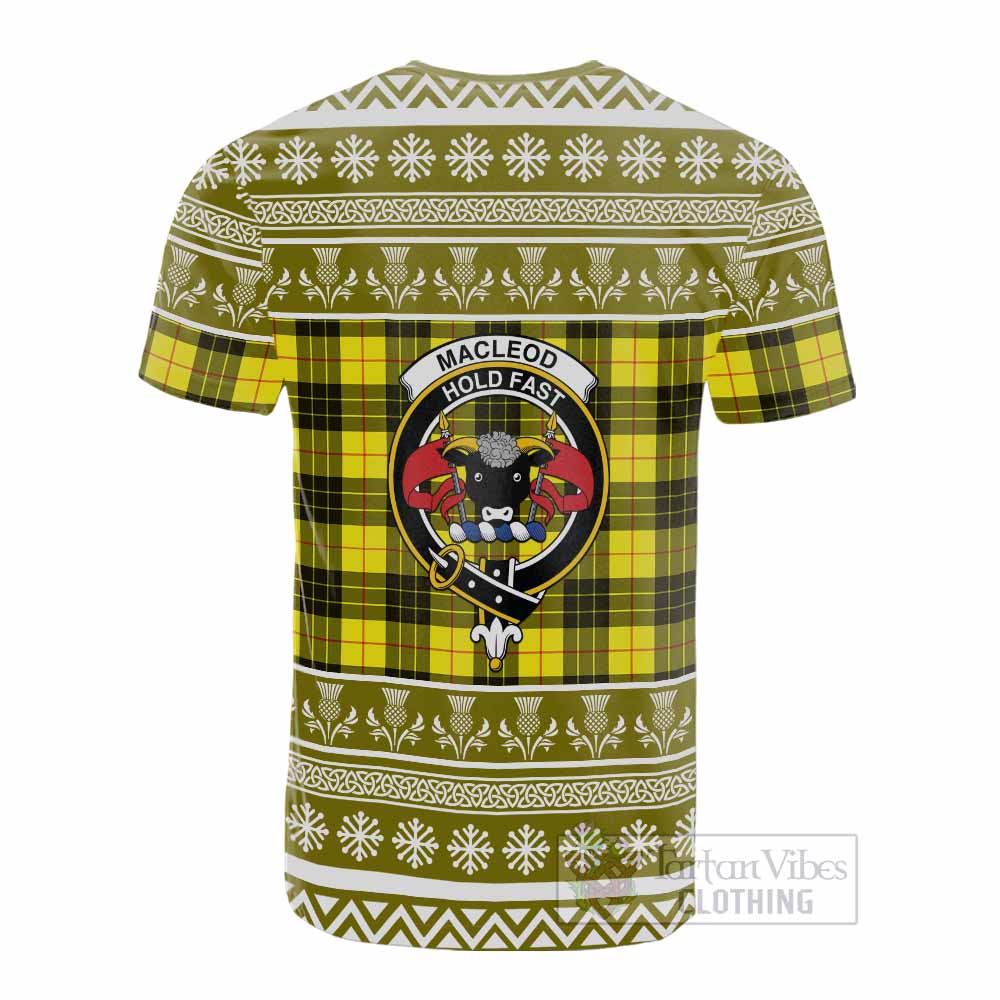 MacLeod (McLeod) Clan Tartan Christmas Cotton T-shirt with Family Crest - Tartan Vibes Clothing