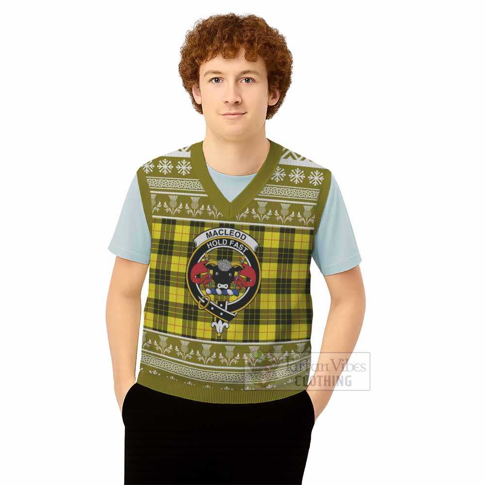 MacLeod (McLeod) Clan Tartan Christmas Knitted V-Neck Vest with Family Crest - Tartan Vibes Clothing