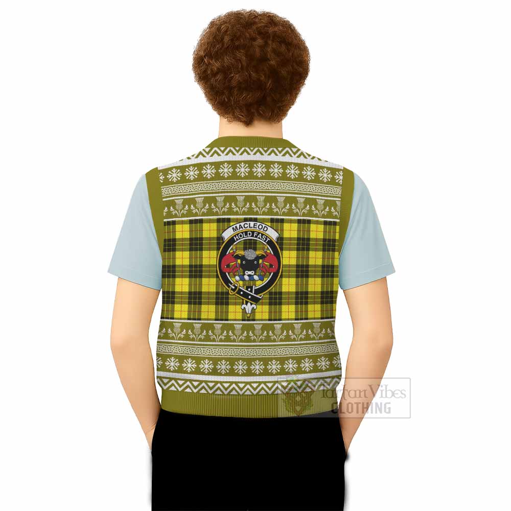 MacLeod (McLeod) Clan Tartan Christmas Knitted V-Neck Vest with Family Crest - Tartan Vibes Clothing