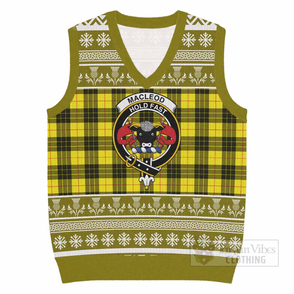 MacLeod (McLeod) Clan Tartan Christmas Knitted V-Neck Vest with Family Crest - Tartan Vibes Clothing