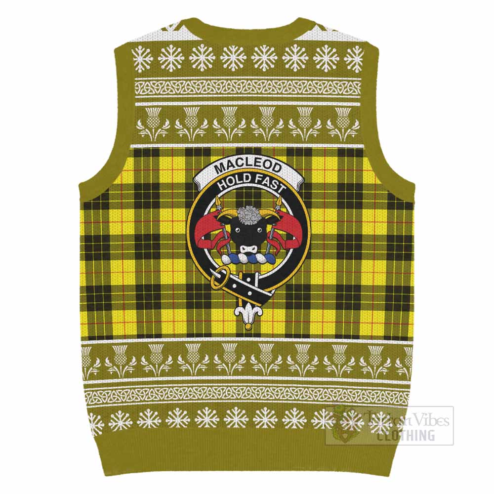 MacLeod (McLeod) Clan Tartan Christmas Knitted V-Neck Vest with Family Crest - Tartan Vibes Clothing