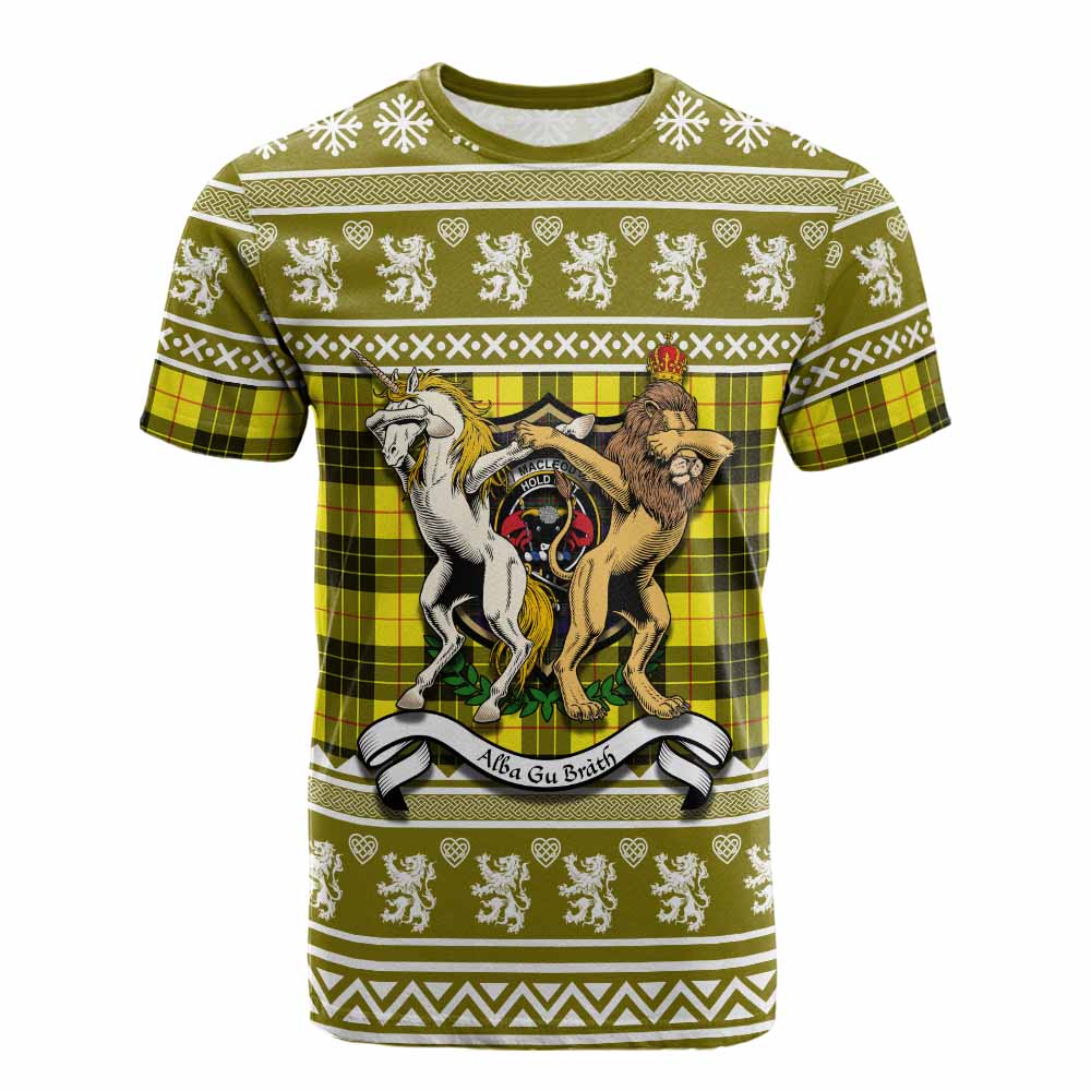 MacLeod (McLeod) Clan Tartan Crest Christmas Cotton T-shirt Coat of Arms Funny Style - Tartan Vibes Clothing