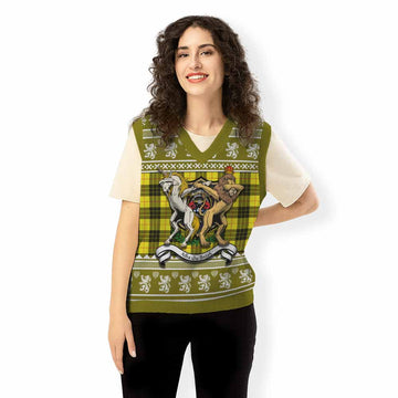 MacLeod (McLeod) Clan Tartan Crest Christmas Knitted V-Neck Vest Coat of Arms Funny Style - Tartan Vibes Clothing