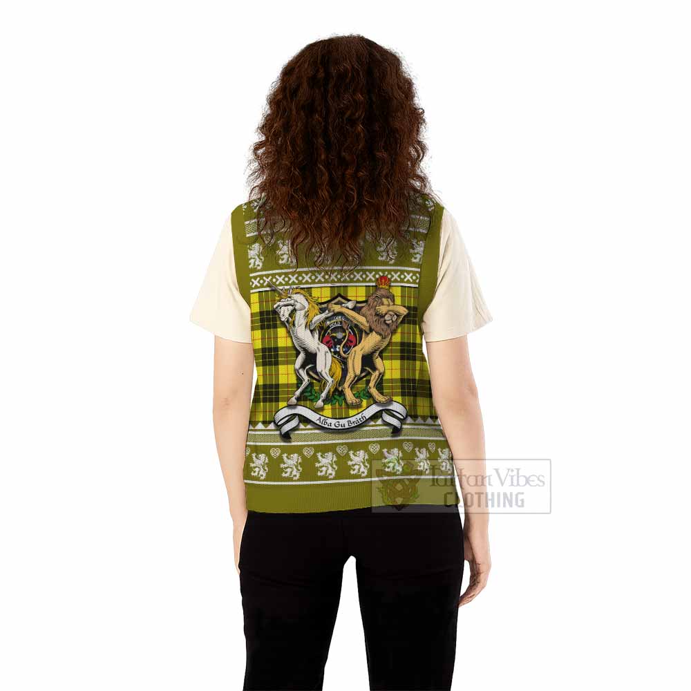 MacLeod (McLeod) Clan Tartan Crest Christmas Knitted V-Neck Vest Coat of Arms Funny Style - Tartan Vibes Clothing